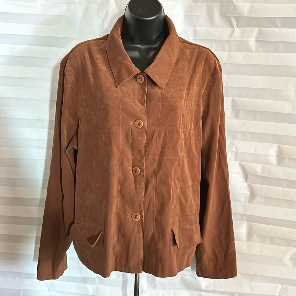 Norton McNaughton Brown Button Down Casual Shirt Long Sleeve Women's Size XL